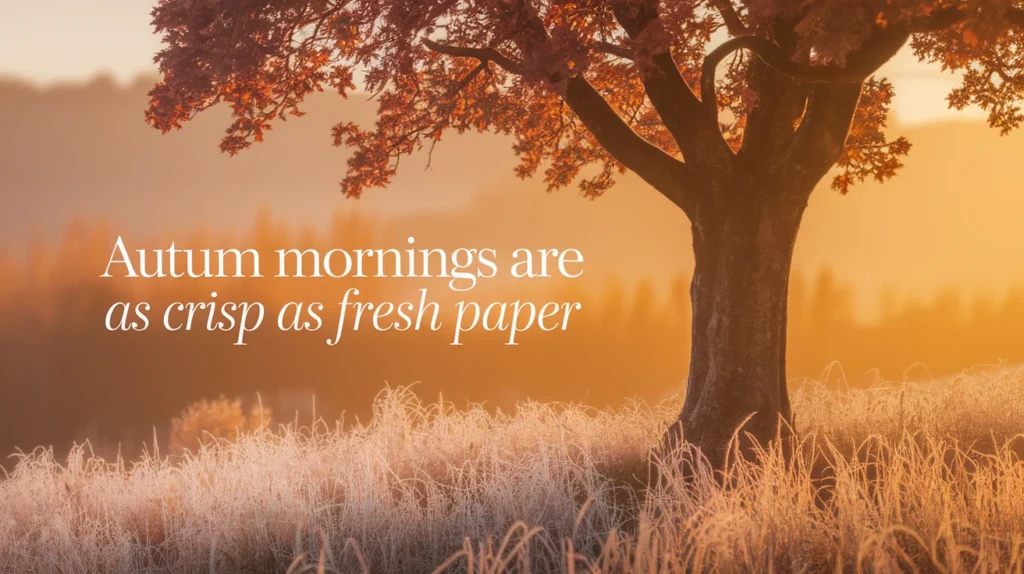 Autumn mornings are as crisp as fresh paper