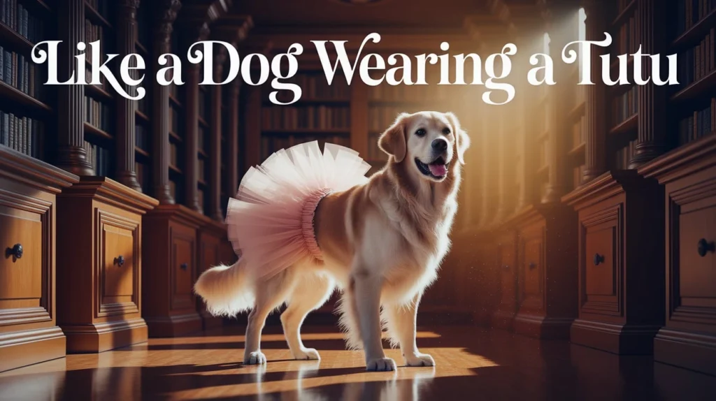 Like a dog wearing a tutu